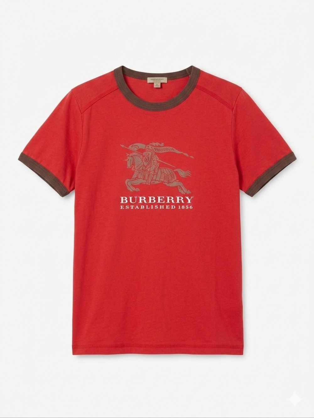 Vintage Burberry Prorsum Ringer T-Shirt | Red & Brown Y2K Graphic Tee